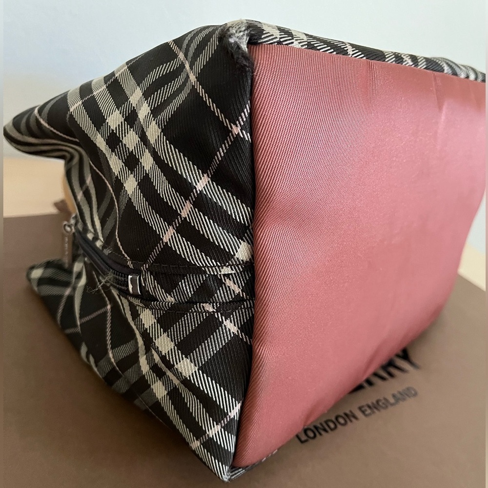❗️SOLD❗️Burberry Blue Label Nova Check Tote Rare Dusky Pink Tartan Plaid EUC - Picture 14 of 16